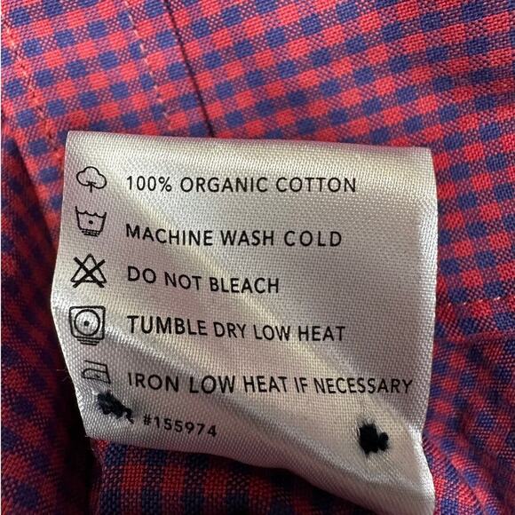 NWT Vustra‎ Men's Classic Checkered Button Down Shirt XL Organic Cotton Reb/Blue - Picture 12 of 12